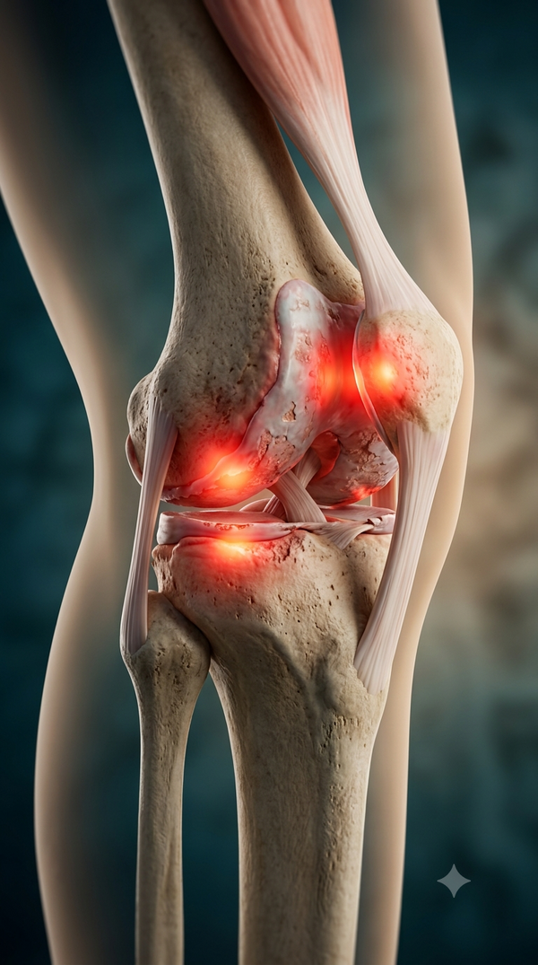Genou posé sur le tapis de prière Sakīna, soulagement pour l'arthrose